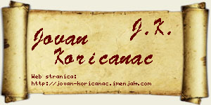 Jovan Korićanac vizit kartica